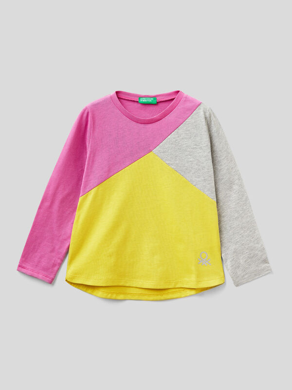100% cotton color block t-shirt Junior Girl