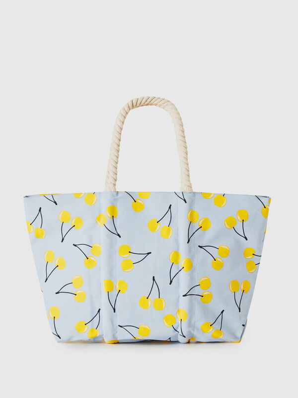 Sky blue bag with cherry pattern Women