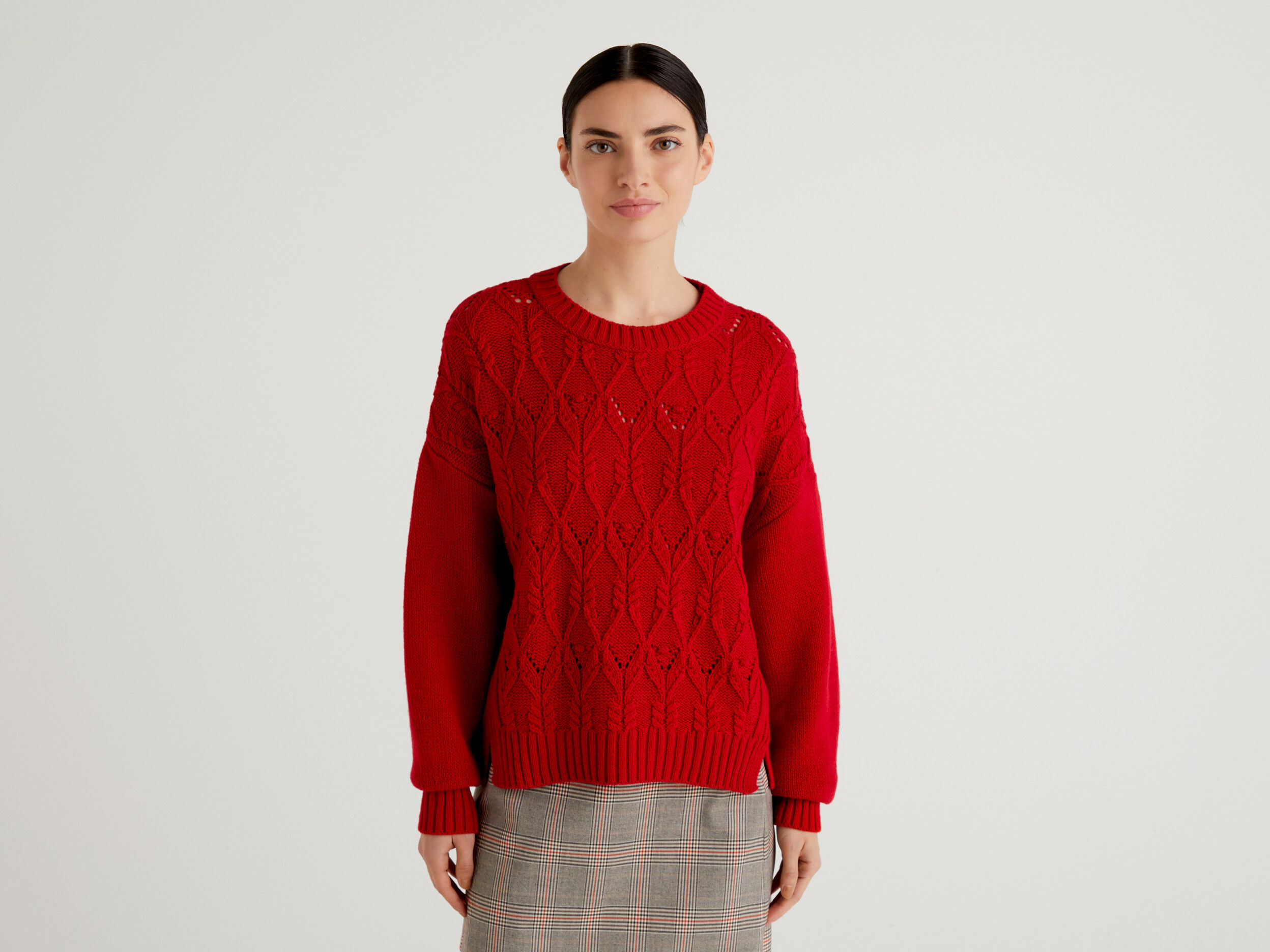 Boxy fit knit sweater Red Benetton