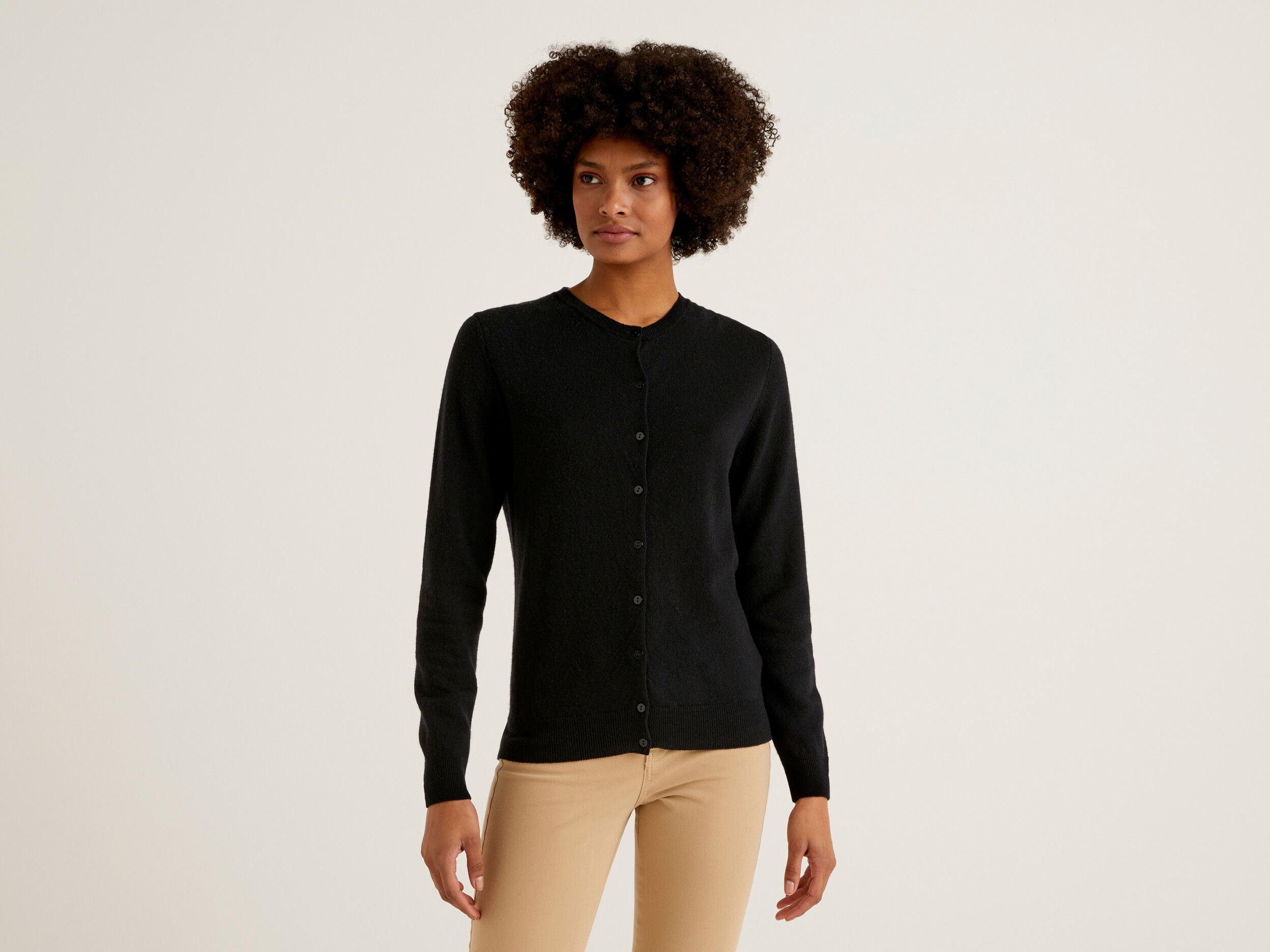 black round neck cardigan