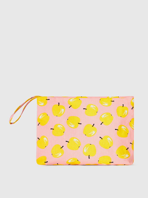 Pink beauty case with apple pattern Women