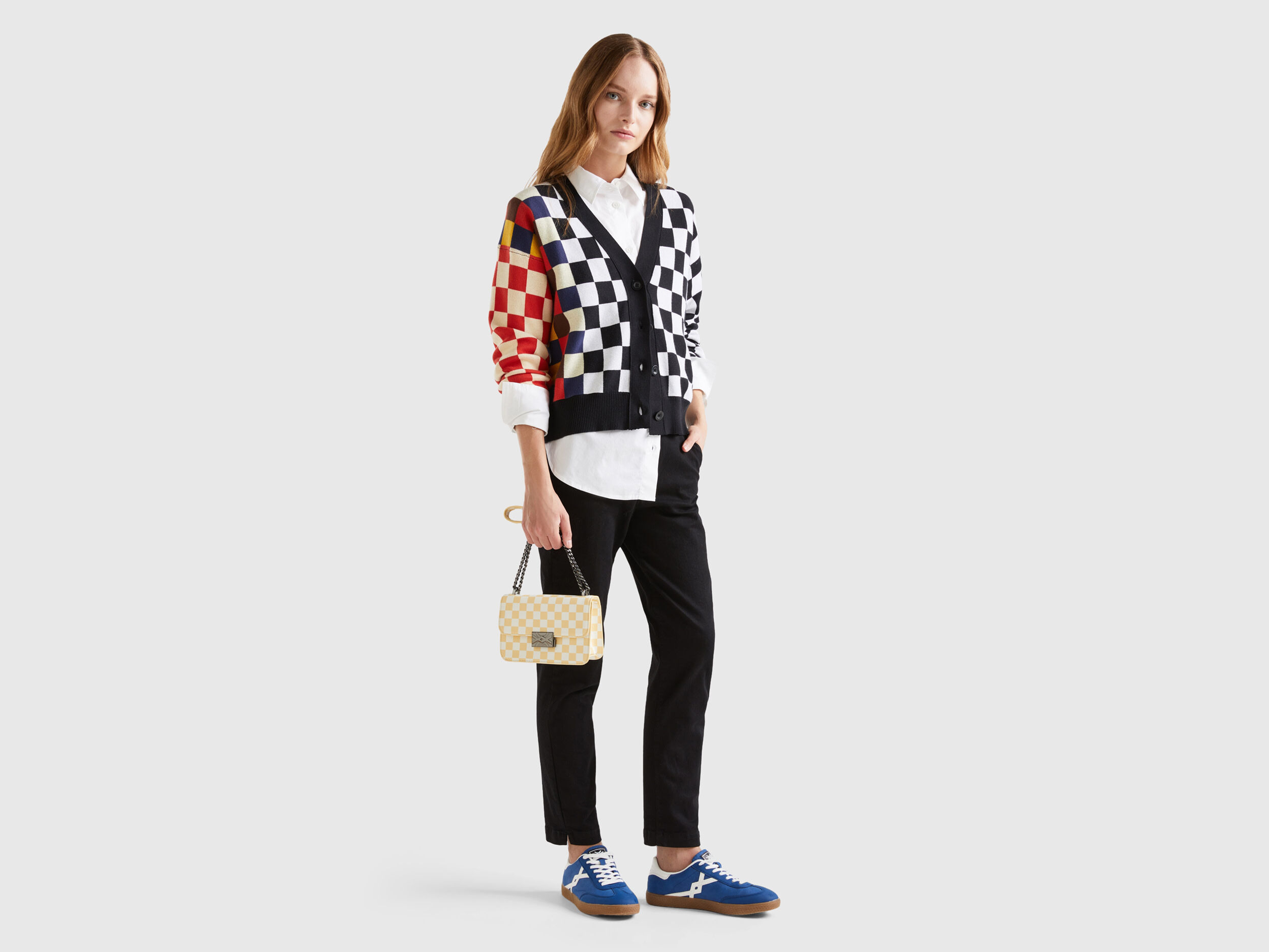 Multicolor check cardigan - Black | Benetton