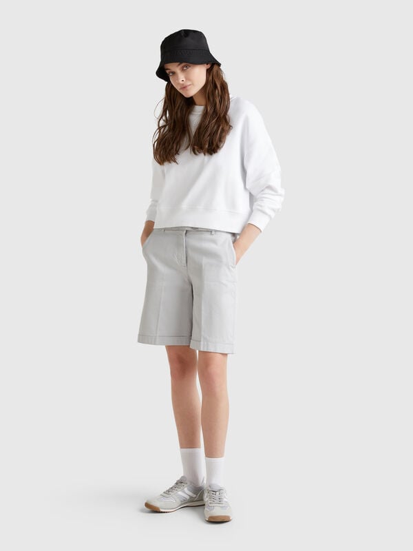 Bermudas con puños de algodón elástico Mujer