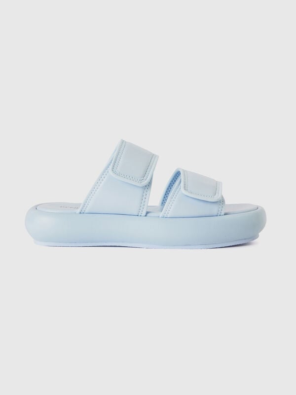 Sky blue slippers with double band Women