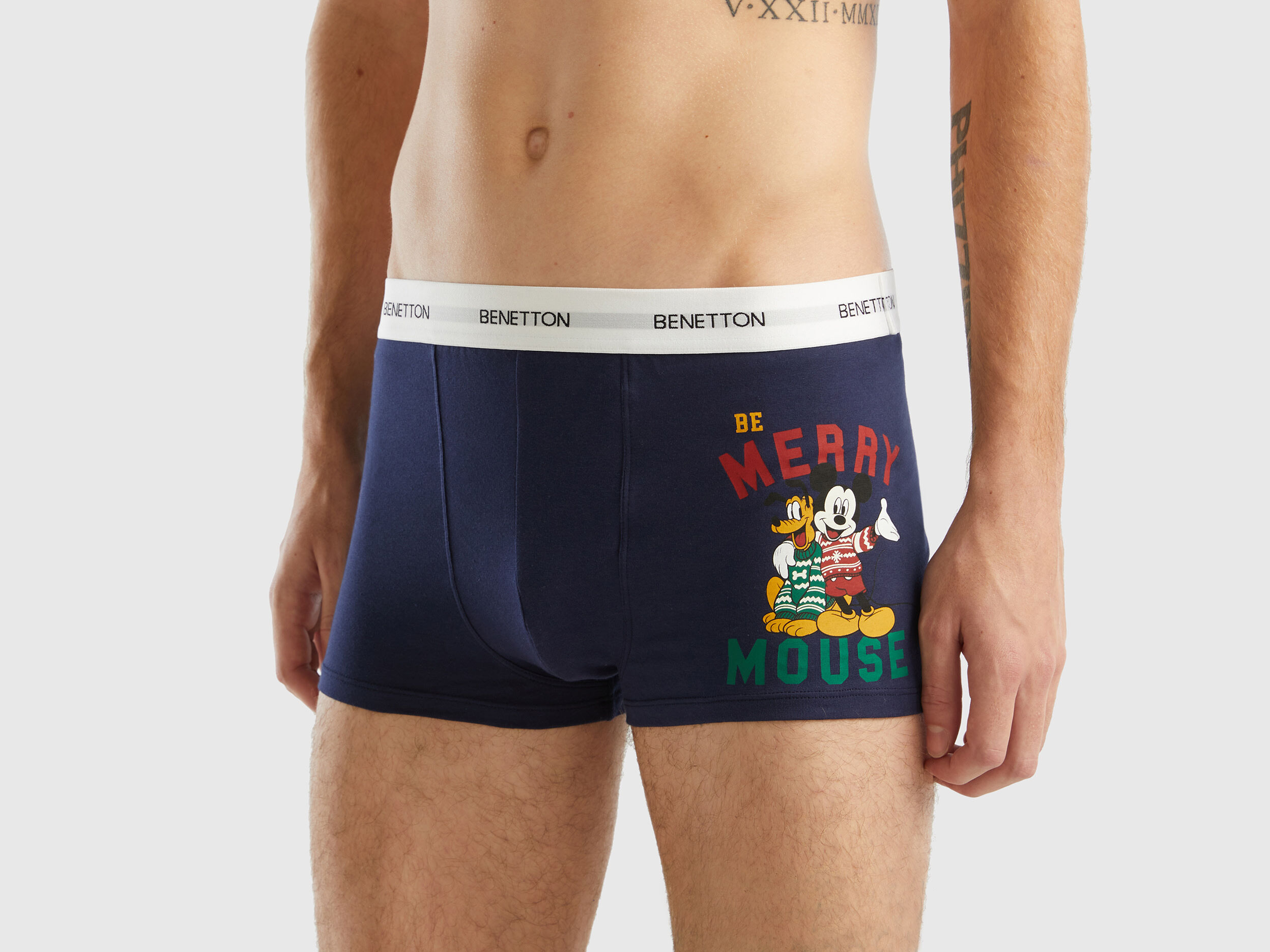 Mickey boxers in stretch cotton Dark Blue Benetton