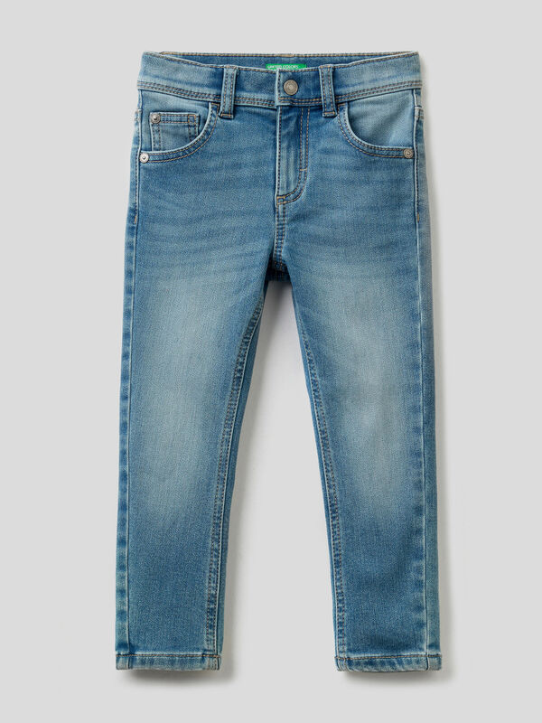 Skinny Fit Lined Jeans - Denim blue/Checked - Kids