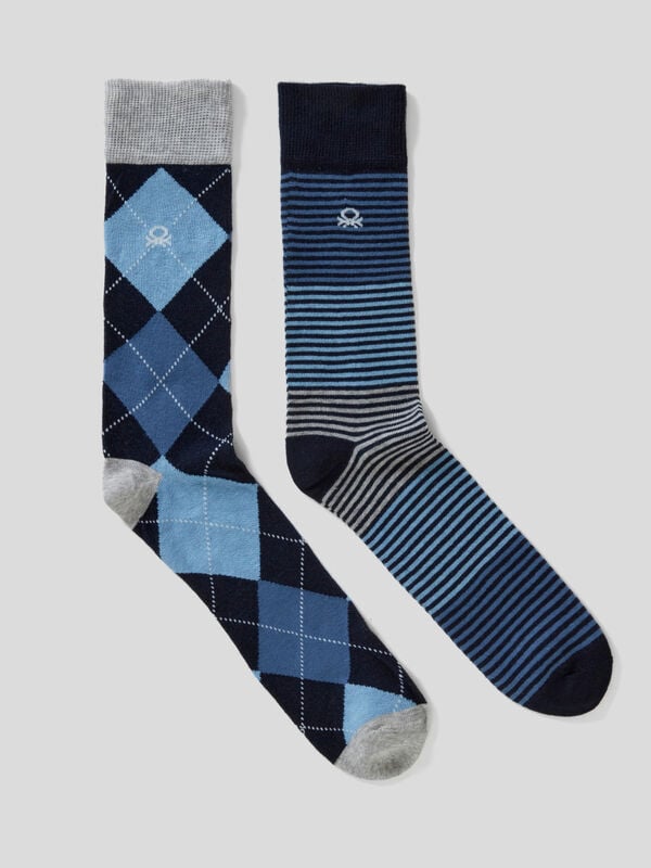 Two pairs of patterned 3/4 high socks Men
