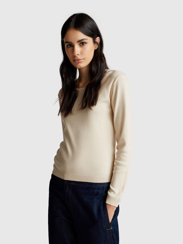 Crew neck sweater in pure cotton Women