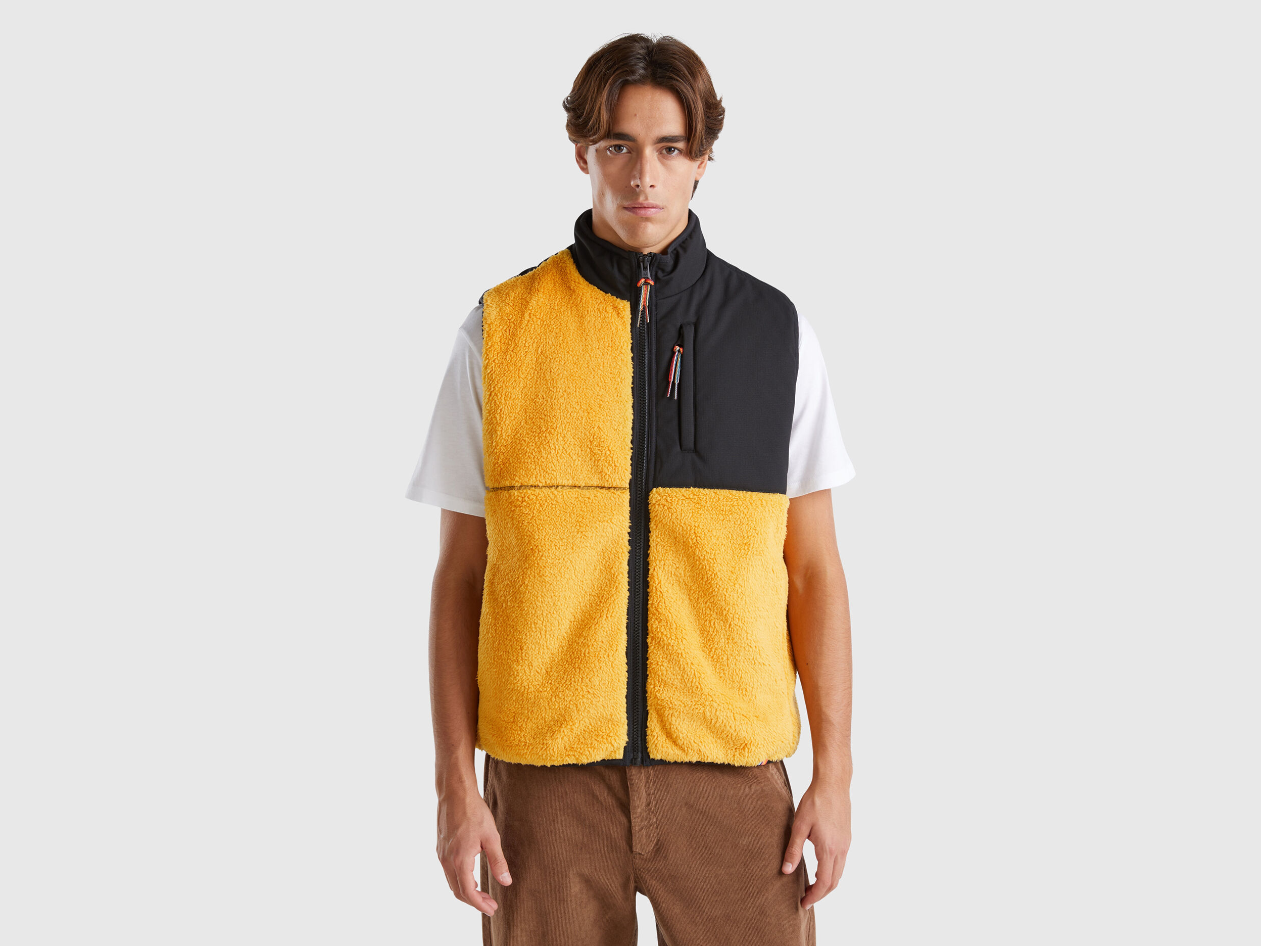 Yellow fur vest store