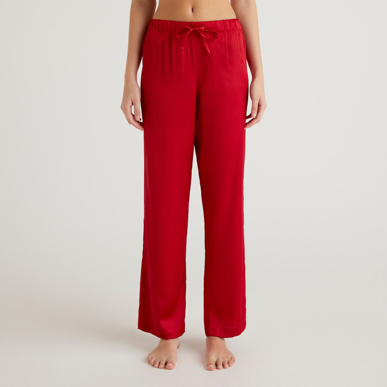 Red Floral Wide Leg Trousers | Miss Floral | SilkFred
