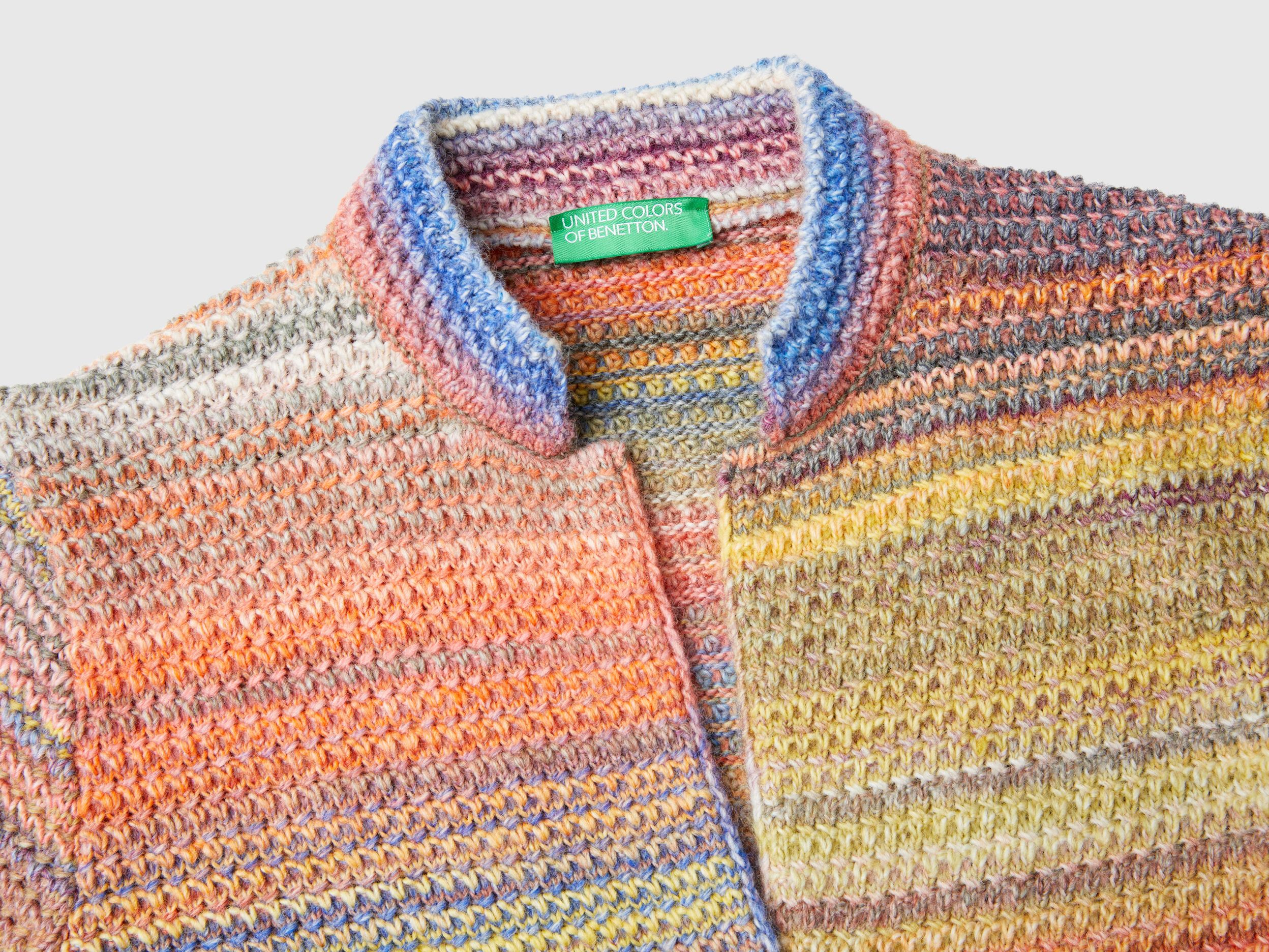 Knit jacket in multicolor wool blend - Multi-color | Benetton