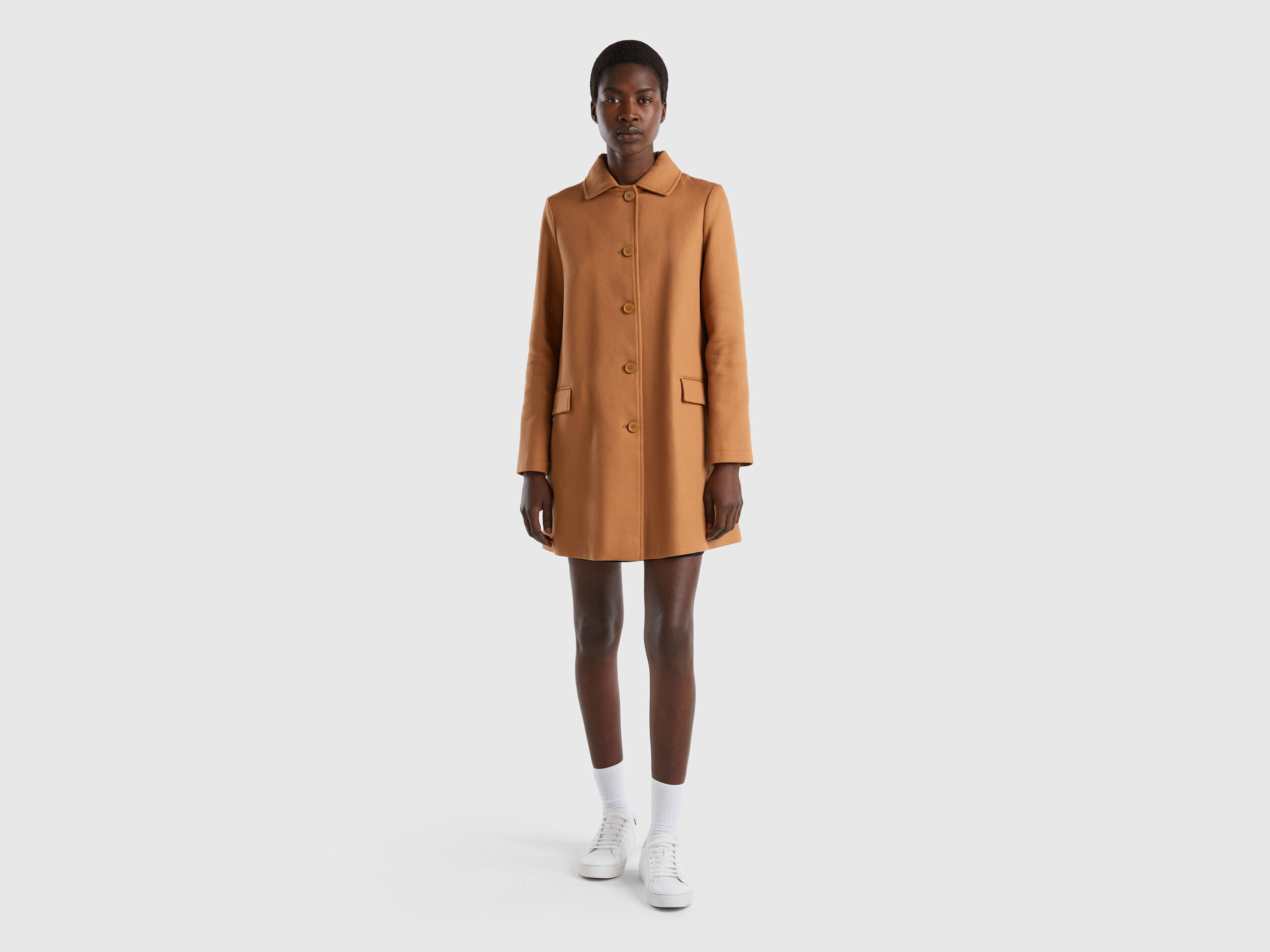 Duster coat in pure cotton Beige Benetton