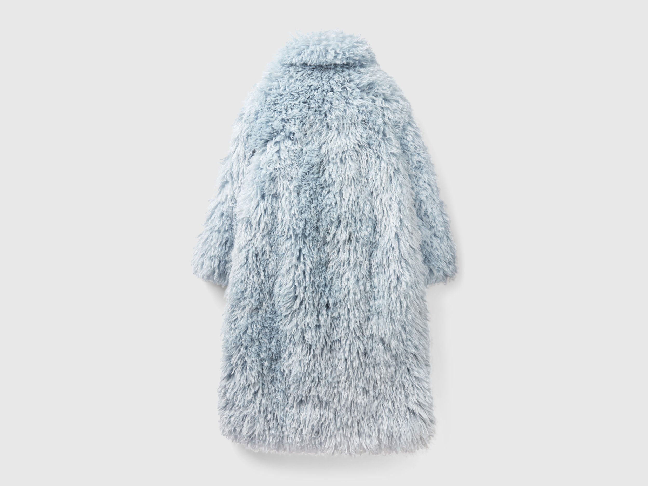 Long faux fur coat Sky Blue Benetton
