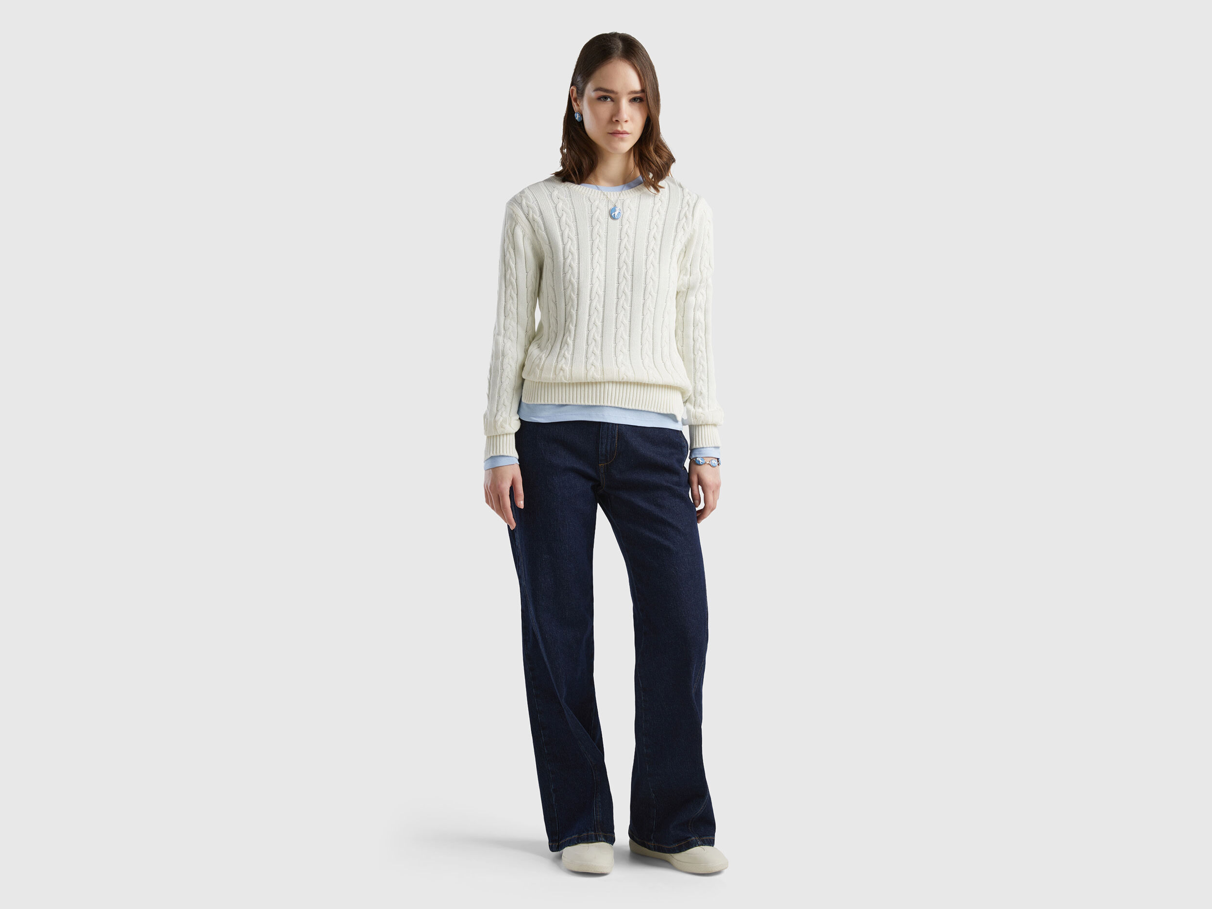 100 cotton store cable knit sweater