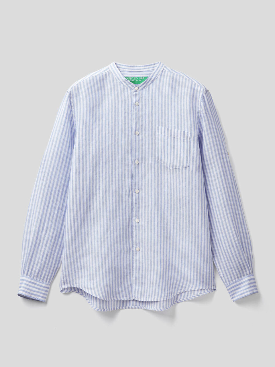 Linen short with Mandarin collar image number 1