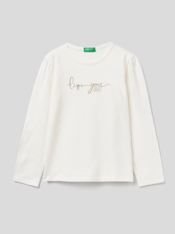 T-shirt with lurex embroidery Junior Girl