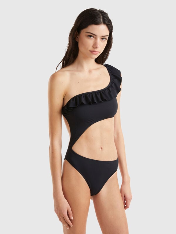One-piece one-shoulder swimsuit in ECONYL® Women