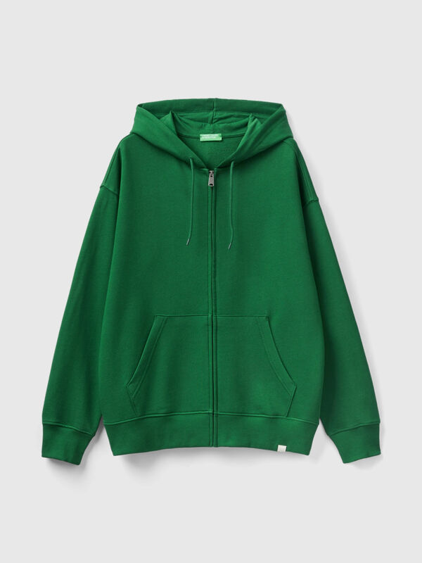 Zip-up hoodie in cotton - Dark Green