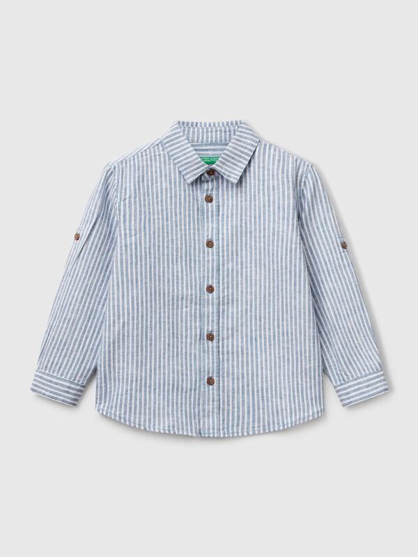Camisa mezcla lino rayas Niño