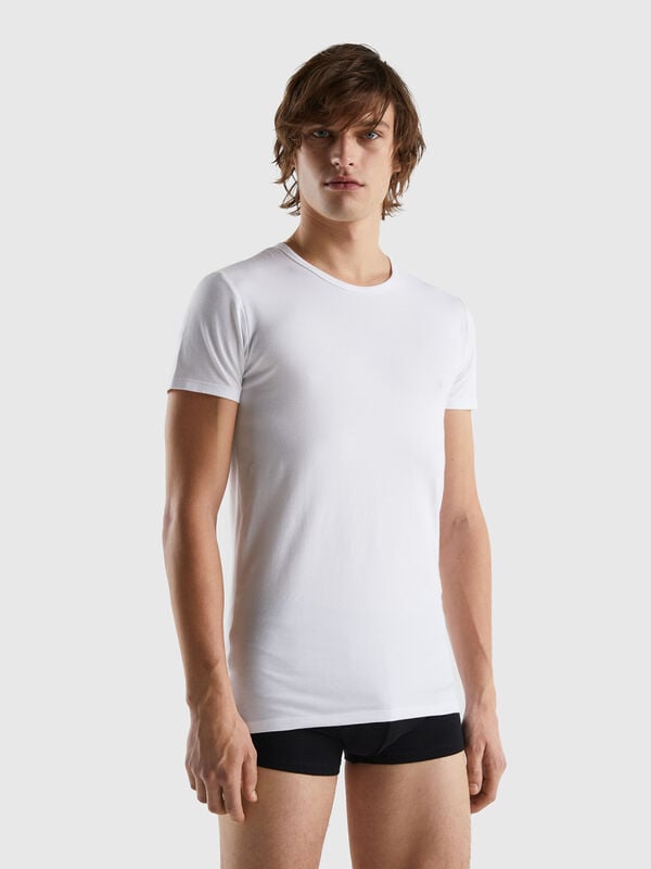 Men's Sleeveless Business Undershirt with Crew Neck Stretch Cotton White