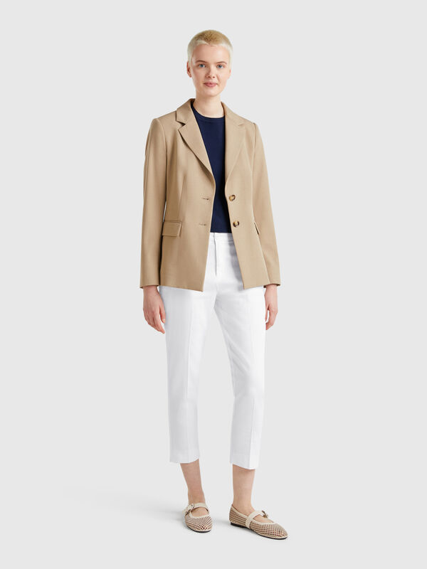 Chinos cropped de algodón elástico Mujer