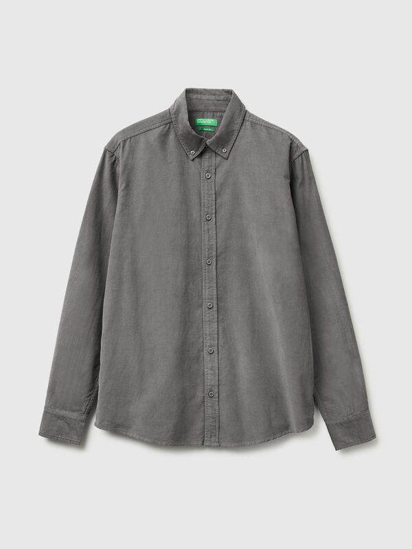 Camisa de terciopelo con botones Hombre