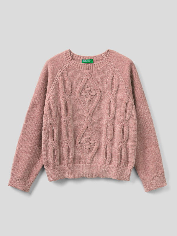 Cable knit sweater in chenille Junior Girl