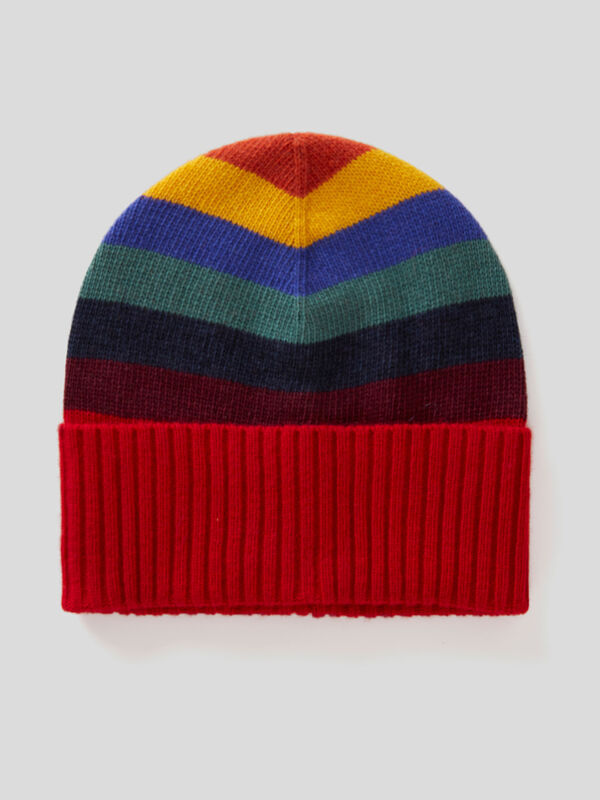 Striped hat in recycled wool blend Junior Boy