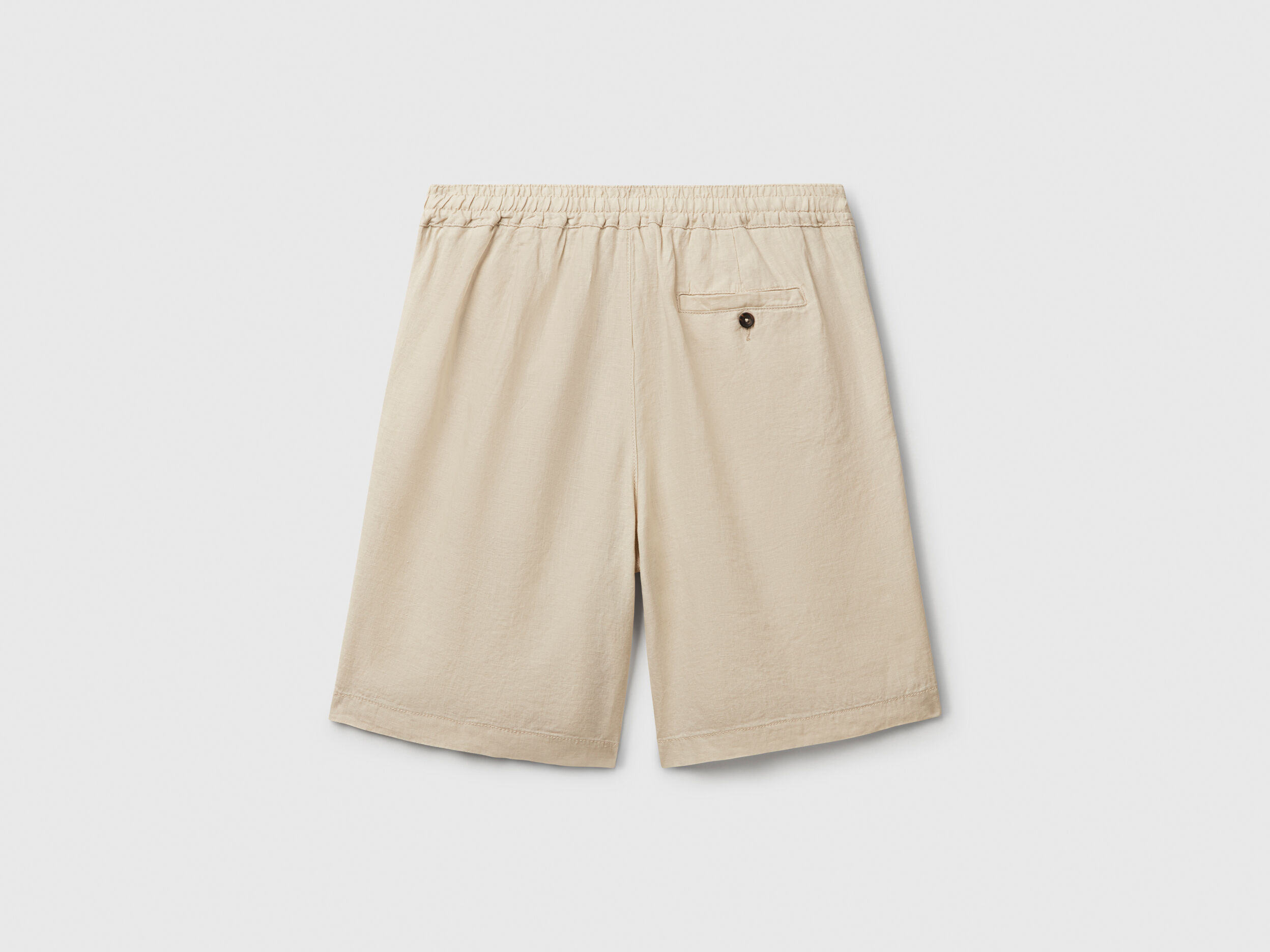 Bermuda shorts with drawstring in pure linen - Beige | Benetton
