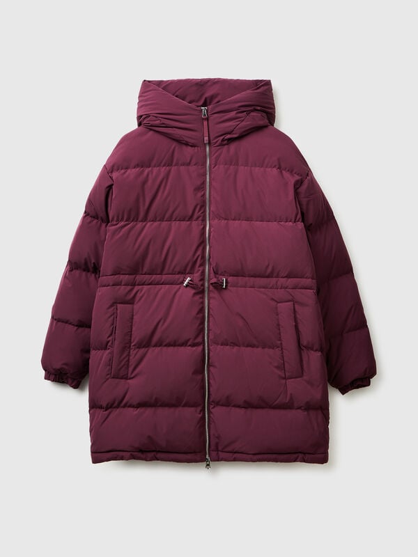 Chaqueta larga acolchada con plumas recicladas Mujer