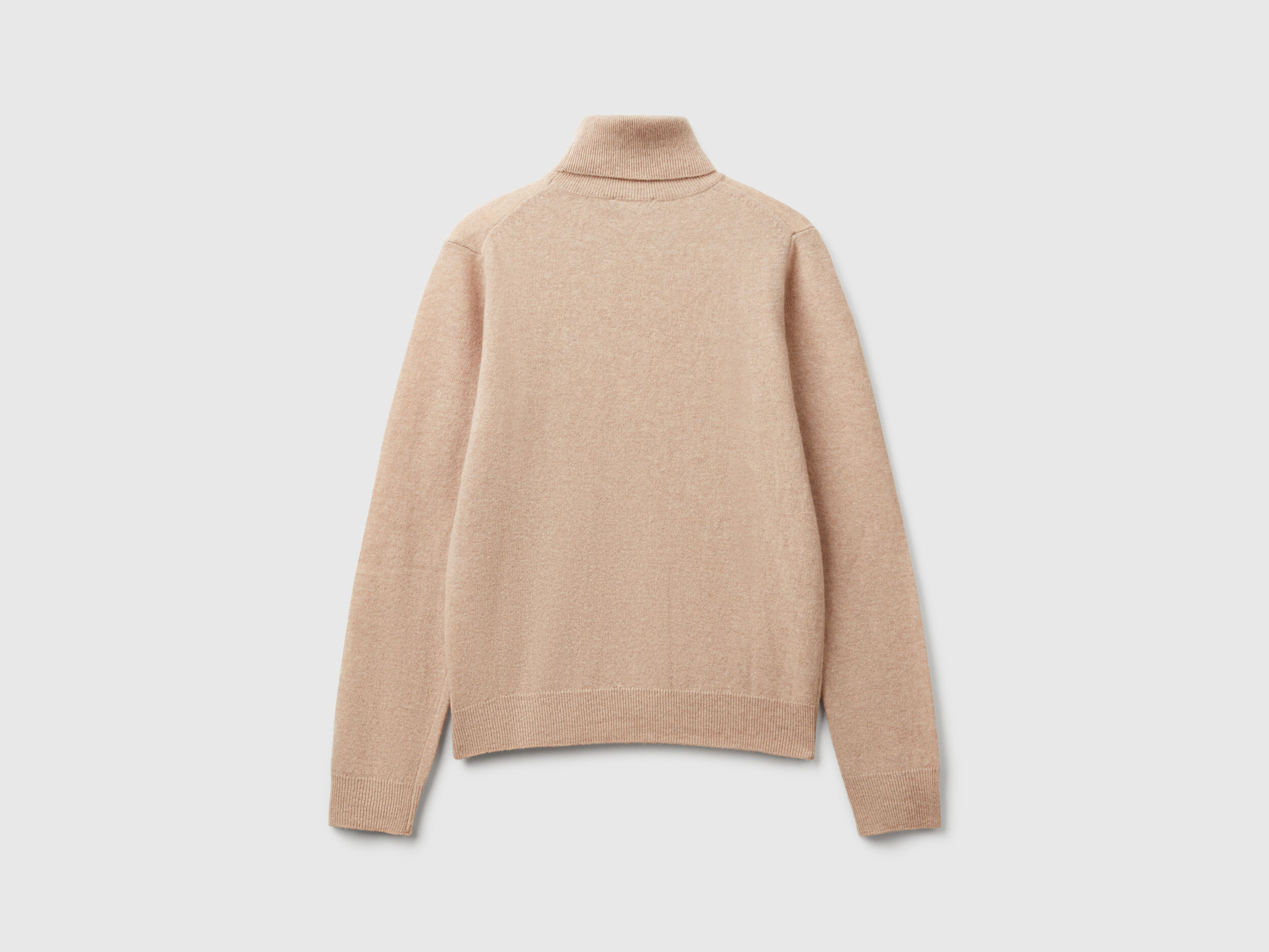 Beige turtleneck sweater in pure Merino wool Beige Benetton