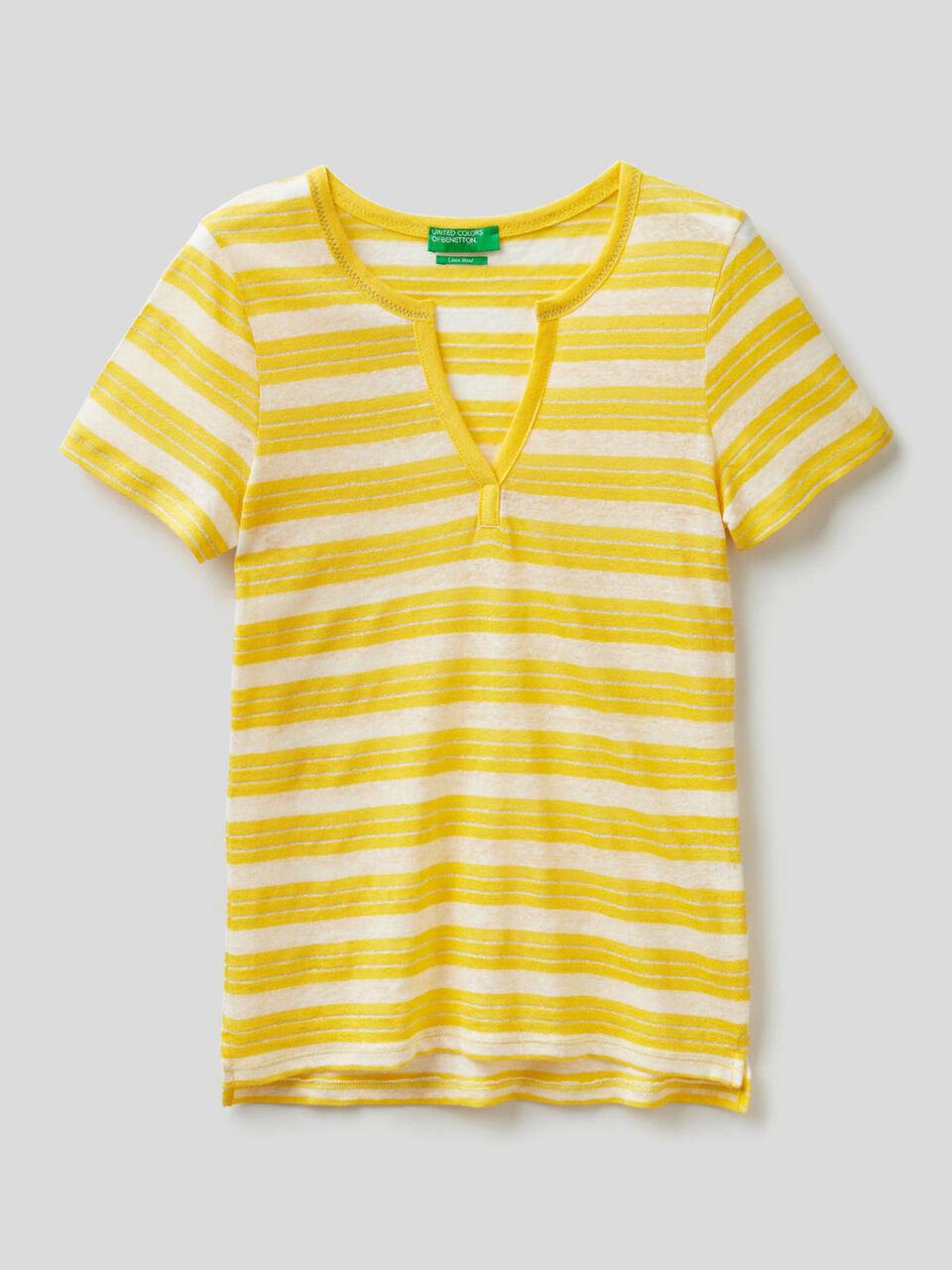 Striped t-shirt with V-neck image number null