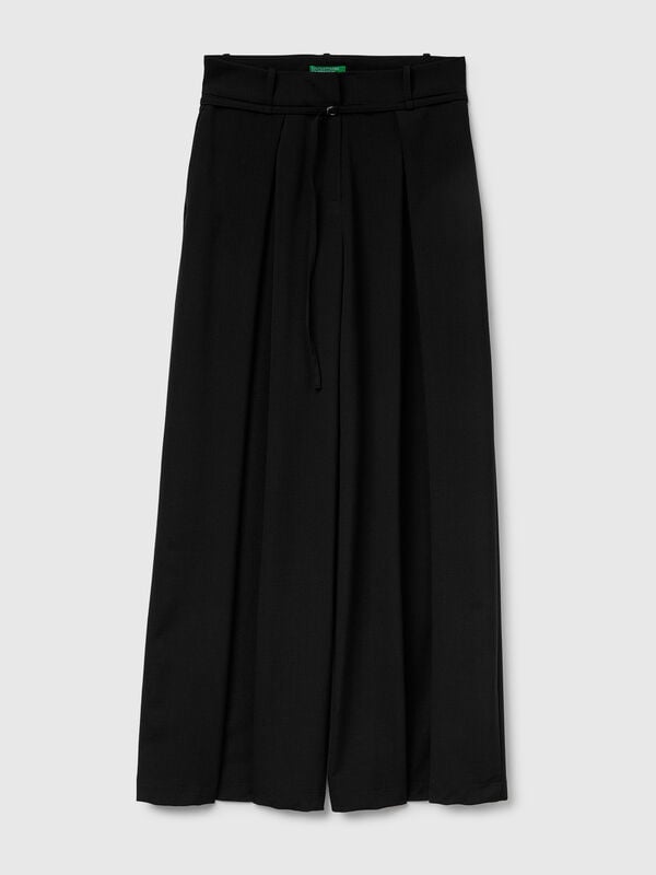 Pantalones de franela con cinturón Mujer