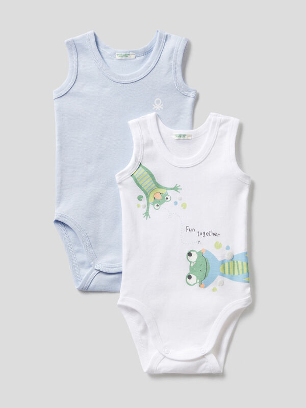 Two bodysuits in pure organic cotton New Born (0-18 months)