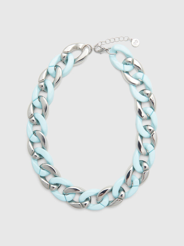 Collar plata y verde agua Mujer