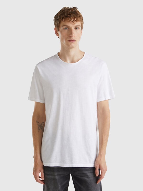 Camiseta blanca de algodón flameado Hombre