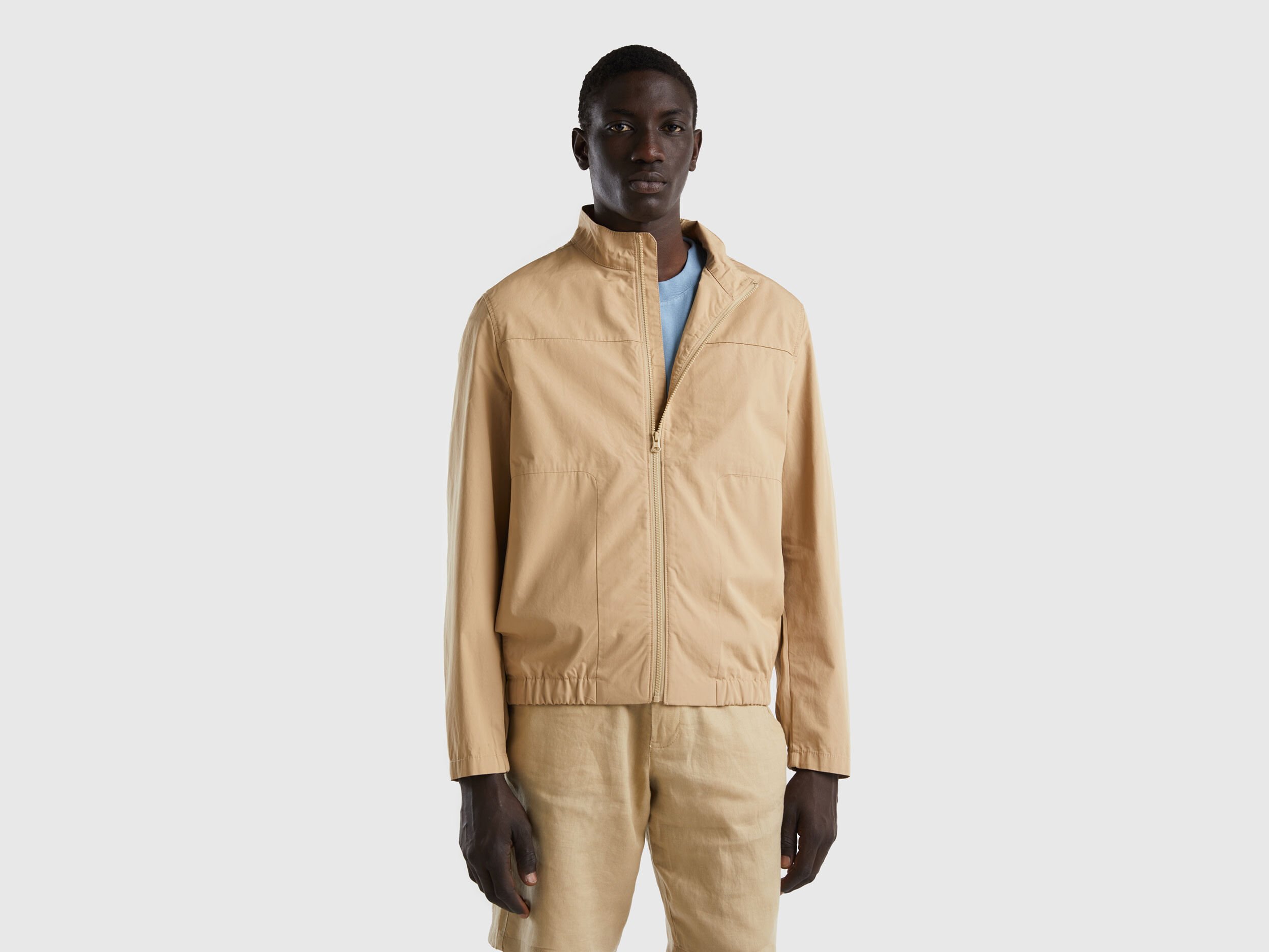 Lightweight jacket with zip Beige Benetton