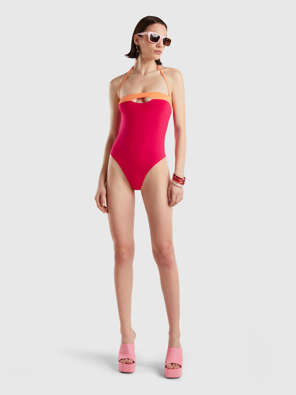 One-piece swimsuit in ECONYL® with porthole Women