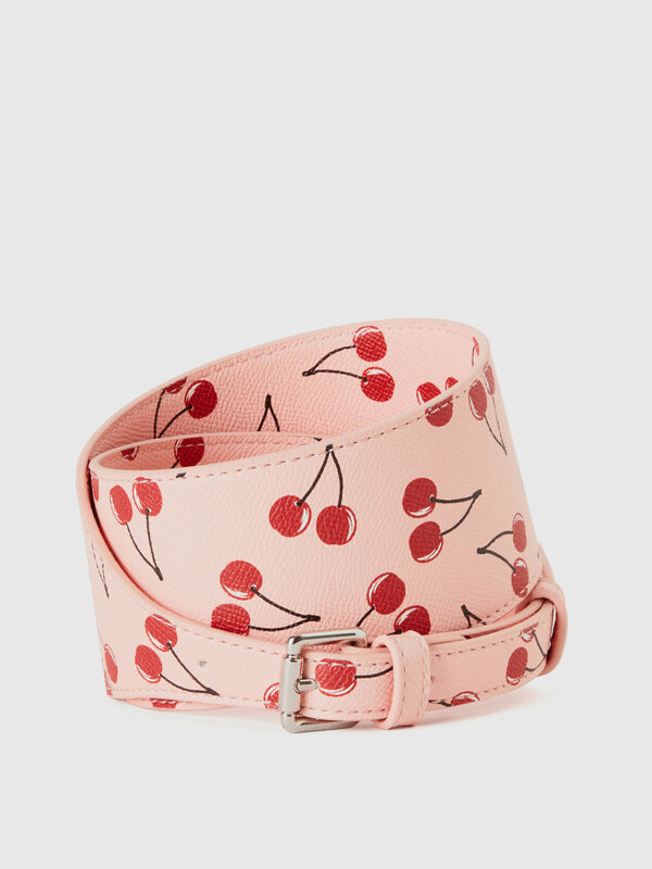 Pink belt with cherry pattern Women