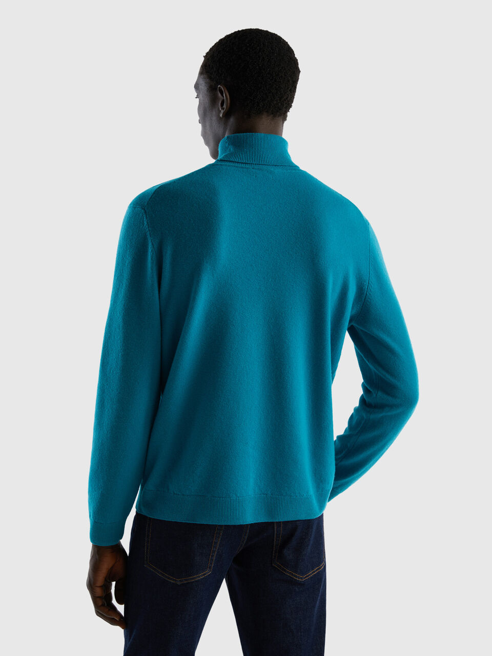 Teal turtleneck sweater in pure Merino wool - Teal