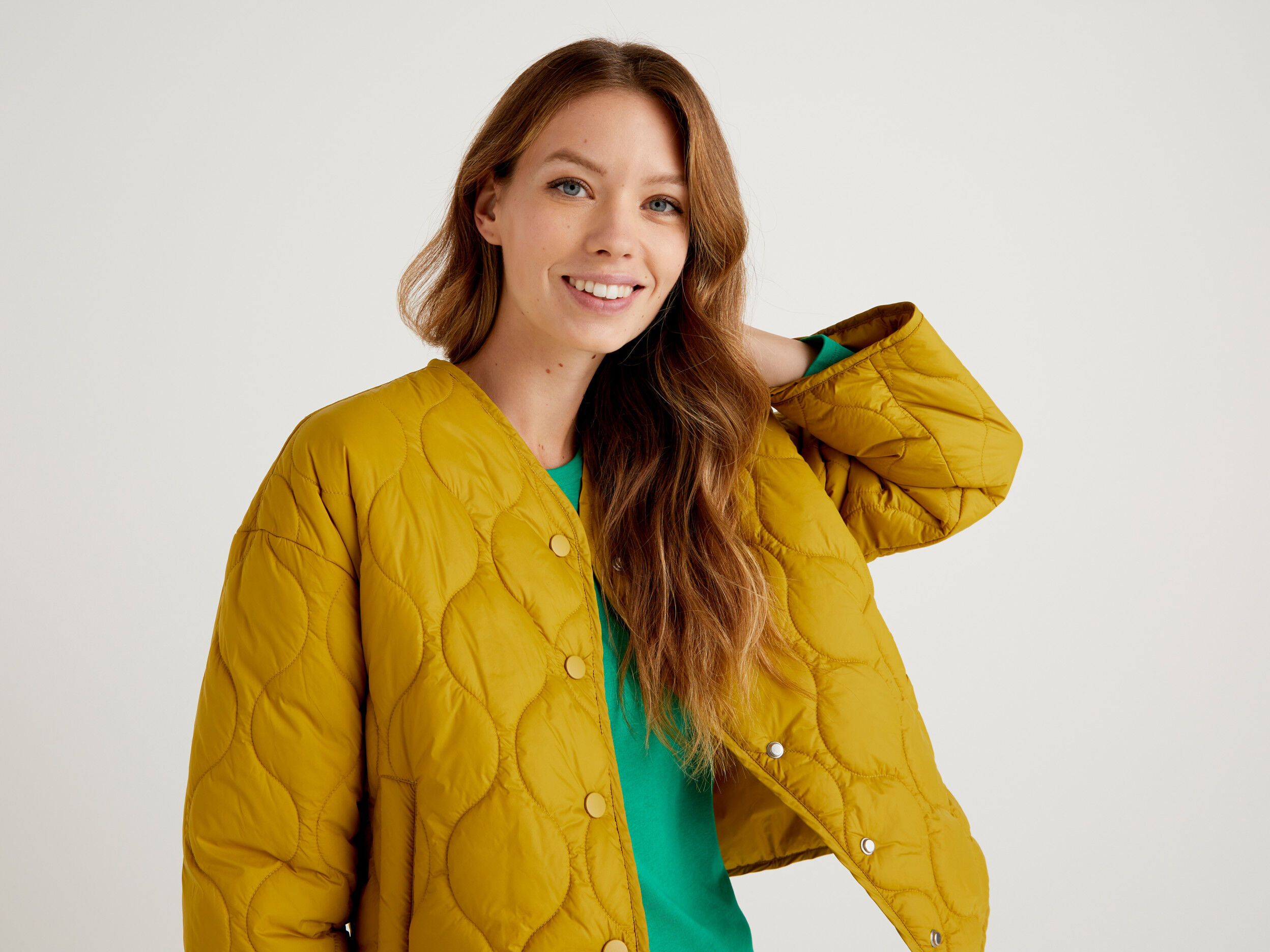 Short quilted jacket Yellow Benetton