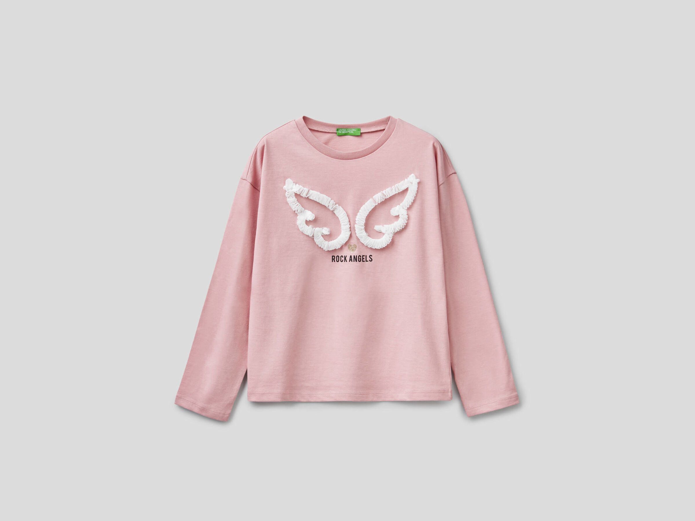 T-shirt with glitter print and petals image number null