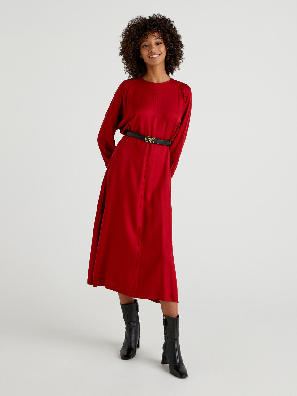 Red midi shirt dress outlet
