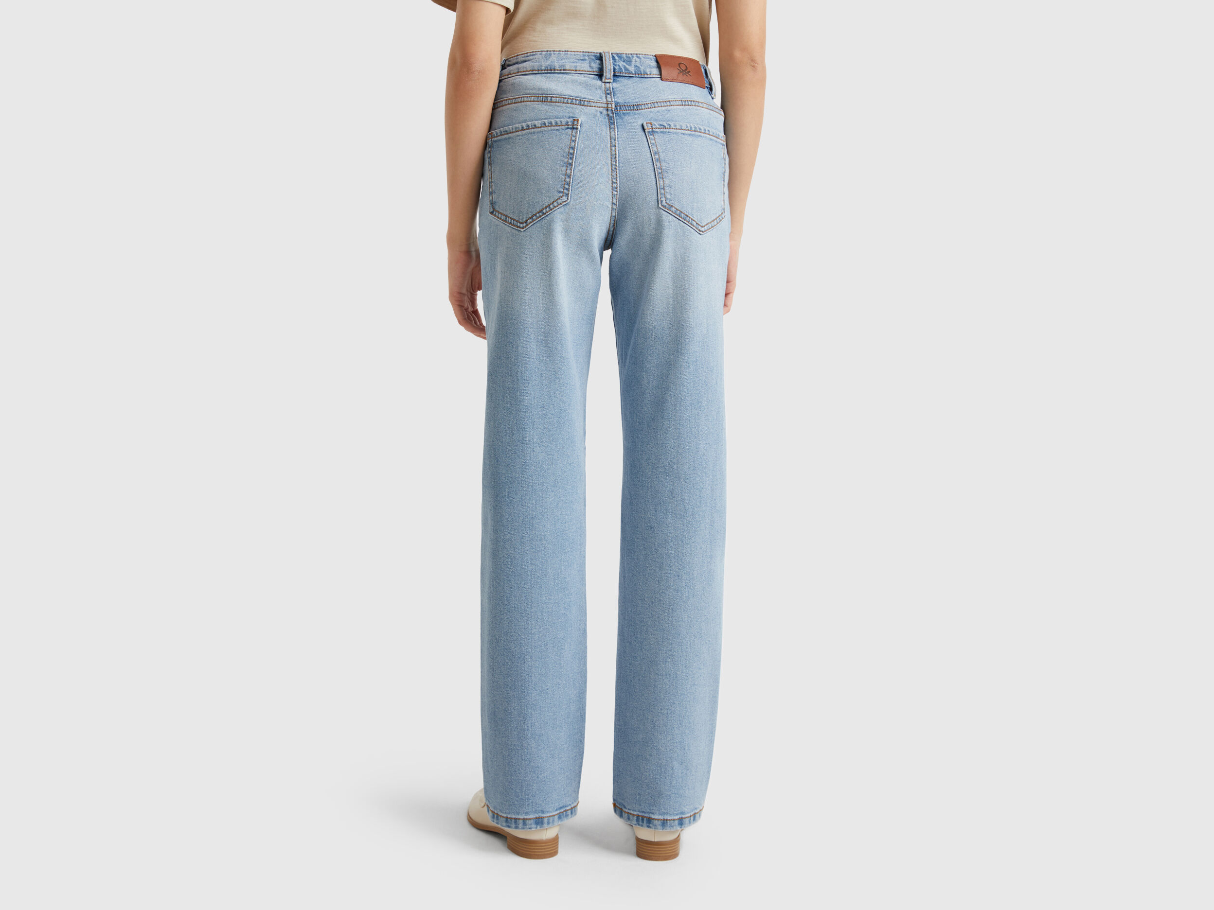 【NONCODE】Benny Ribbon Pocket Straight Pants Straight leg jeans - Light Blue | Benetton