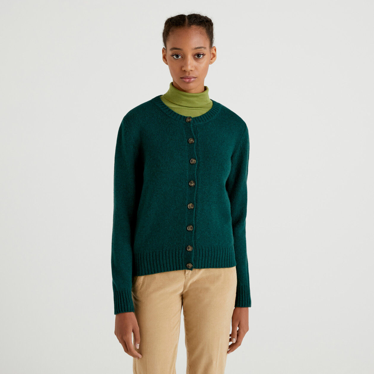 Green wool cardigan store