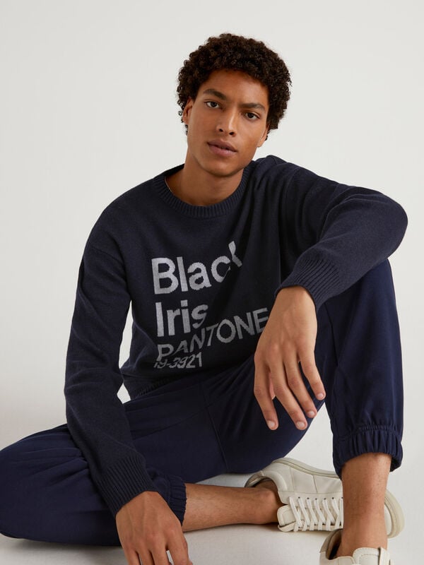 BenettonxPantone™ black sweater with inlay Men