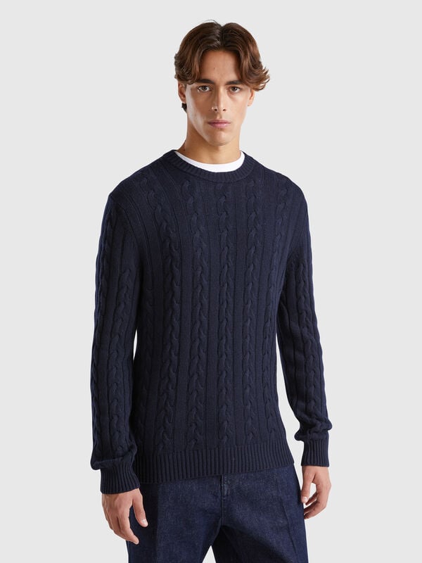 Cable knit sweater in cashmere blend Men