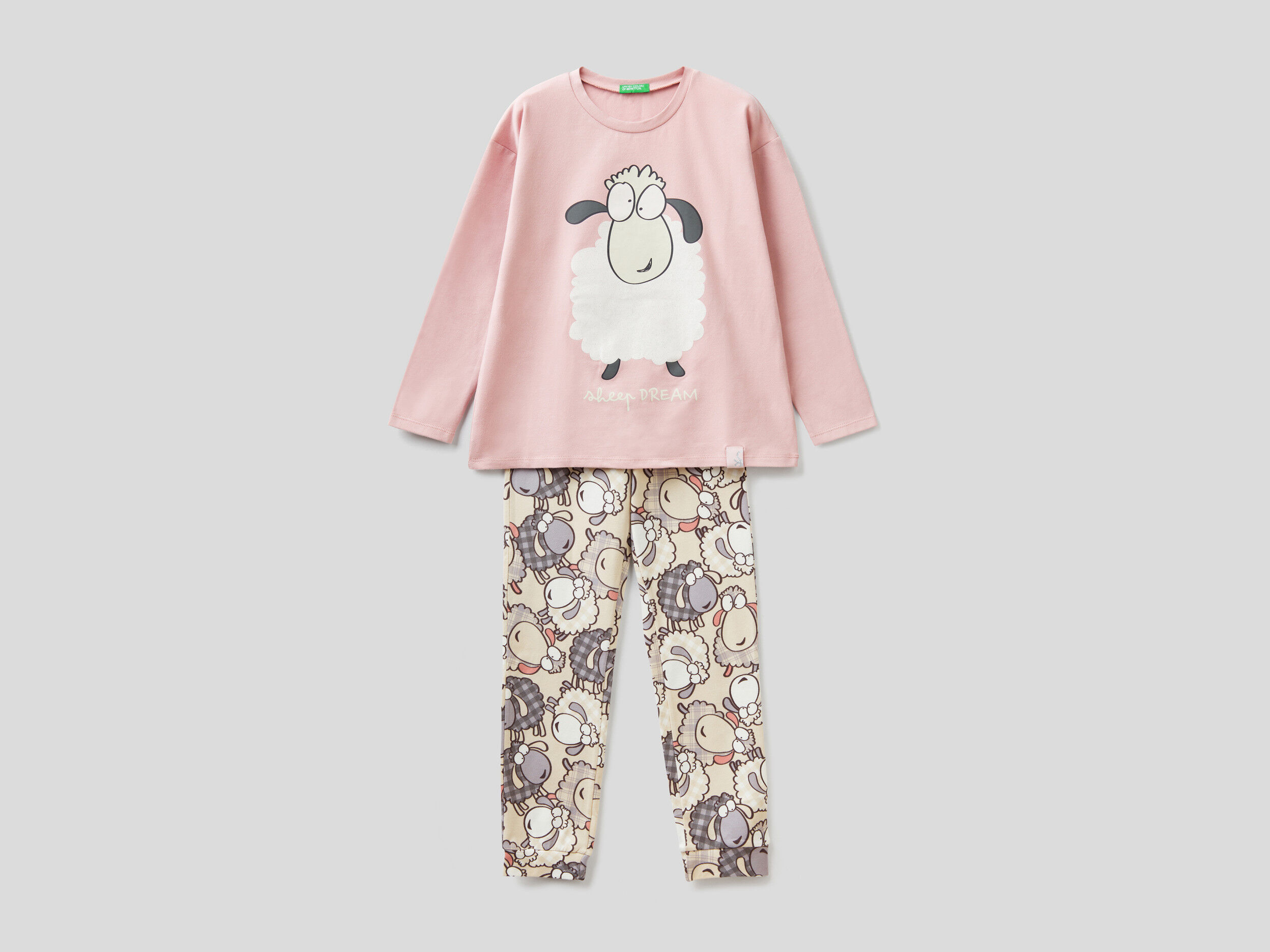 Warm pyjamas with sheep print Soft Pink Benetton