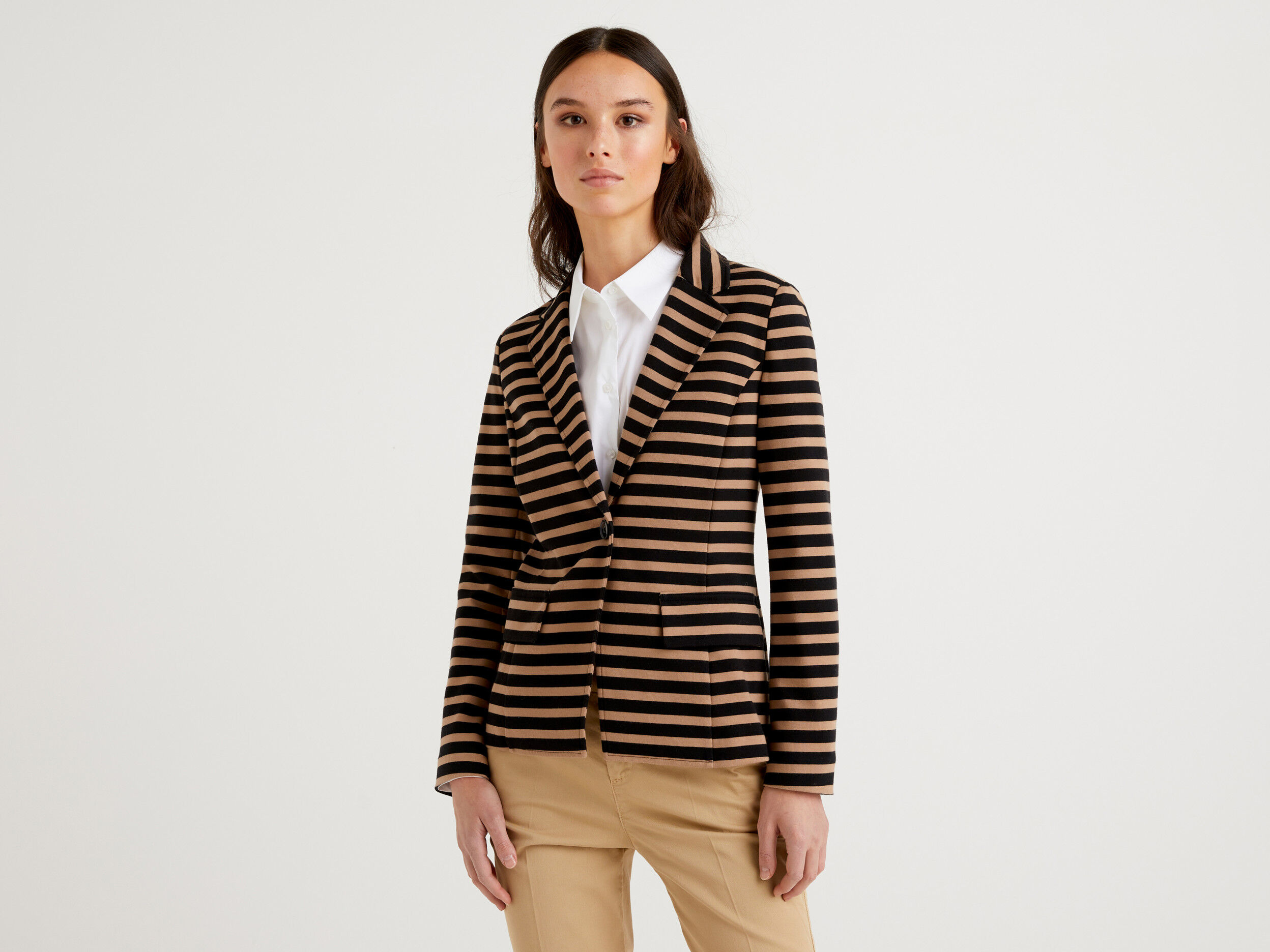 Beige hotsell striped blazer