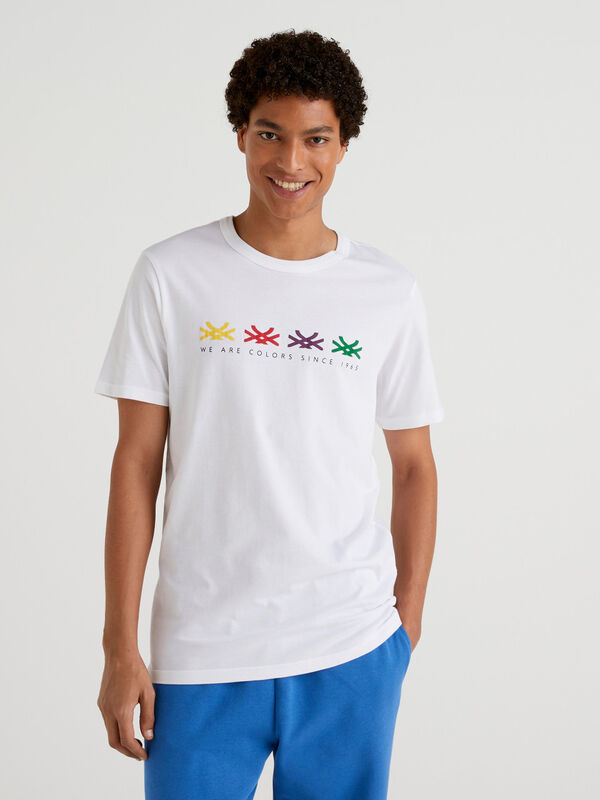 White t-shirt with logo print Men